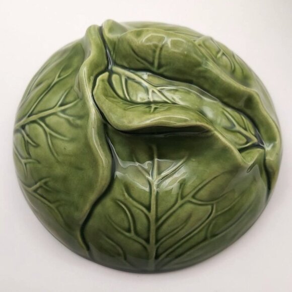 Vintage Holland Mold Cabbage Lettuce Serving Bowl W/ Lid Ceramic MCM Vegetables - Picture 6 of 12